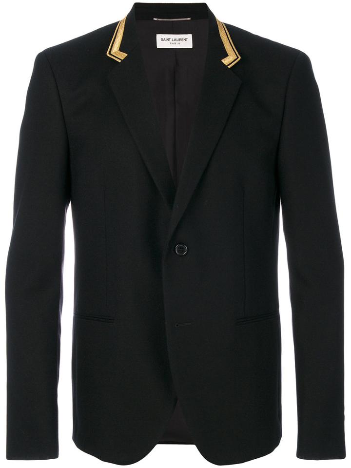 Saint Laurent - Embroidered Blazer - Men - Silk/cotton/polyester/metallized Polyester - 54, Black, Silk/cotton/polyester/metallized Polyester