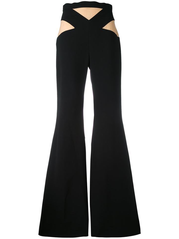 Balmain - Flared Two-tone Waist Trousers - Women - Silk/polyurethane/acetate/viscose - 40, Black, Silk/polyurethane/acetate/viscose