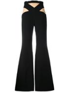 Balmain - Flared Two-tone Waist Trousers - Women - Silk/polyurethane/acetate/viscose - 40, Black, Silk/polyurethane/acetate/viscose