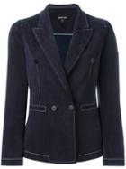 Giorgio Armani Double Breasted Blazer, Women's, Size: 46, Blue, Cupro/polyester/spandex/elastane