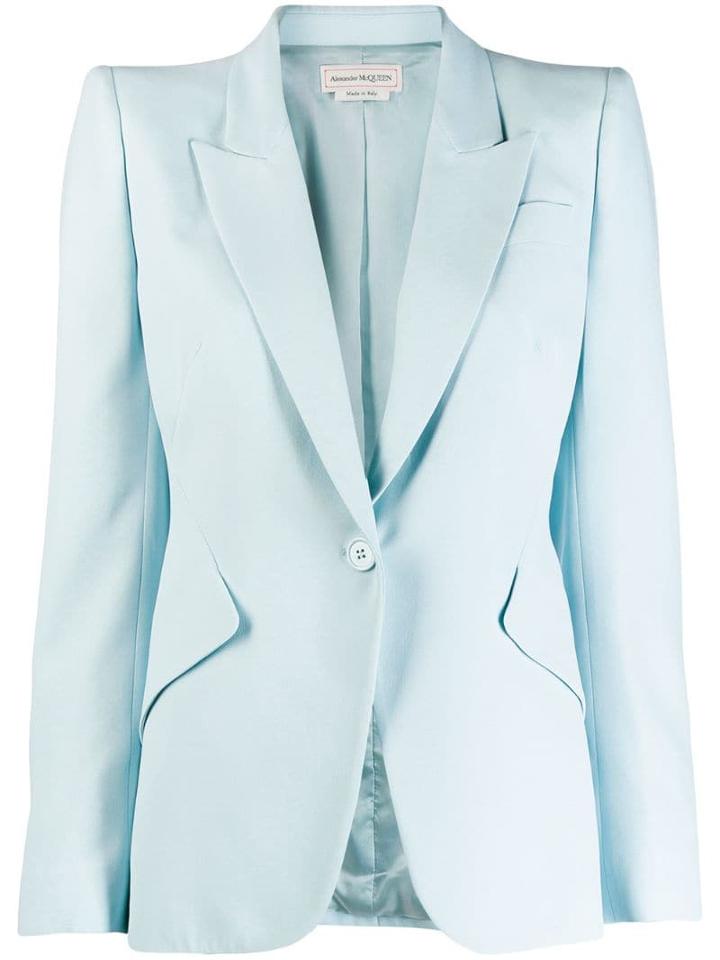 Alexander Mcqueen Single Button Blazer - Blue