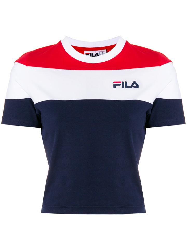Fila Cropped Stripe Print T-shirt - Black