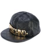 Moschino - Logo Plaque Quilted Snapback - Women - Sheep Skin/shearling/viscose - S, Black, Sheep Skin/shearling/viscose