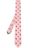 Burberry Slim Cut Equestrian Knight Print Silk Tie - Pink