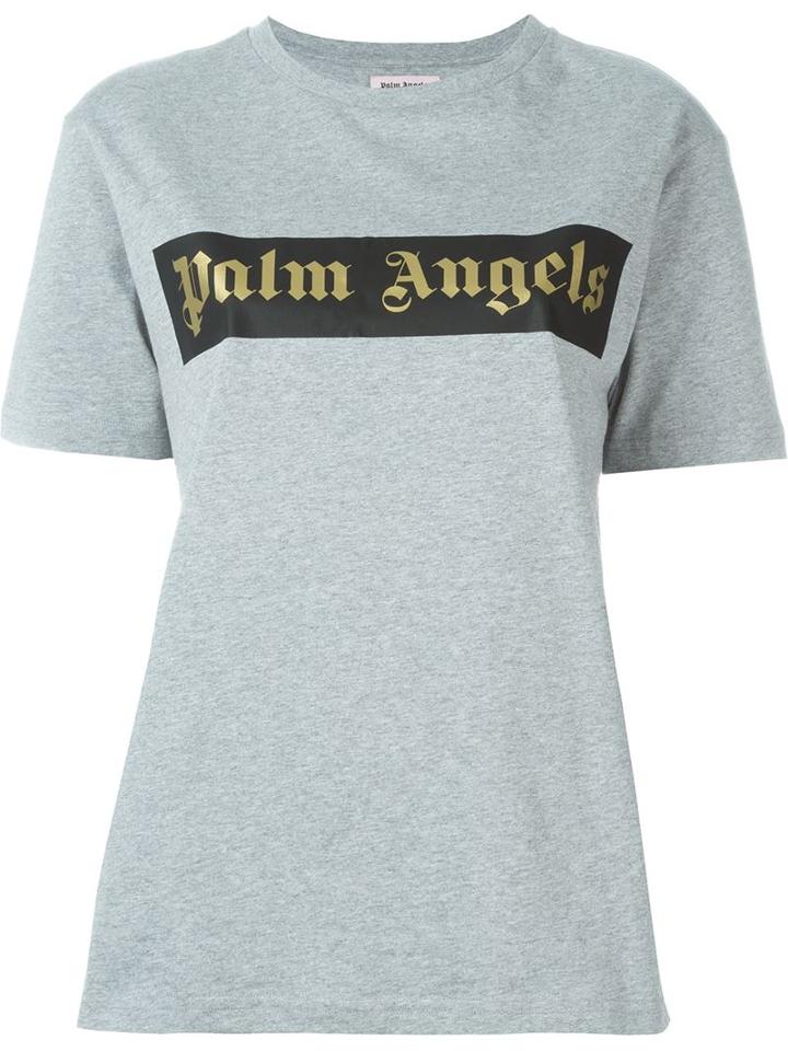 Palm Angels Logo Print T-shirt, Women's, Size: Xxs, Grey, Cotton