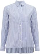 Sacai Pinstriped Pleated Shirt, Women's, Size: 3, Blue, Cotton