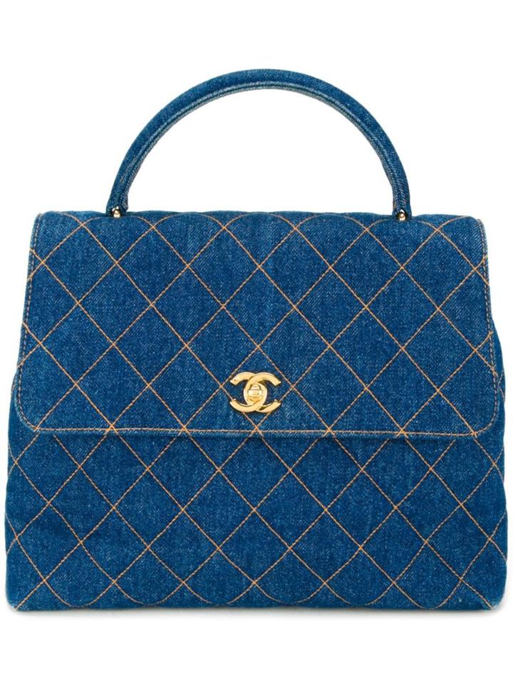 Chanel Vintage Denim Quilted Tote, Women's, Blue