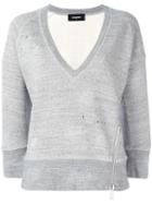 Dsquared2 Cropped Marled Detail Sweatshirt, Women's, Size: Medium, Grey, Cotton