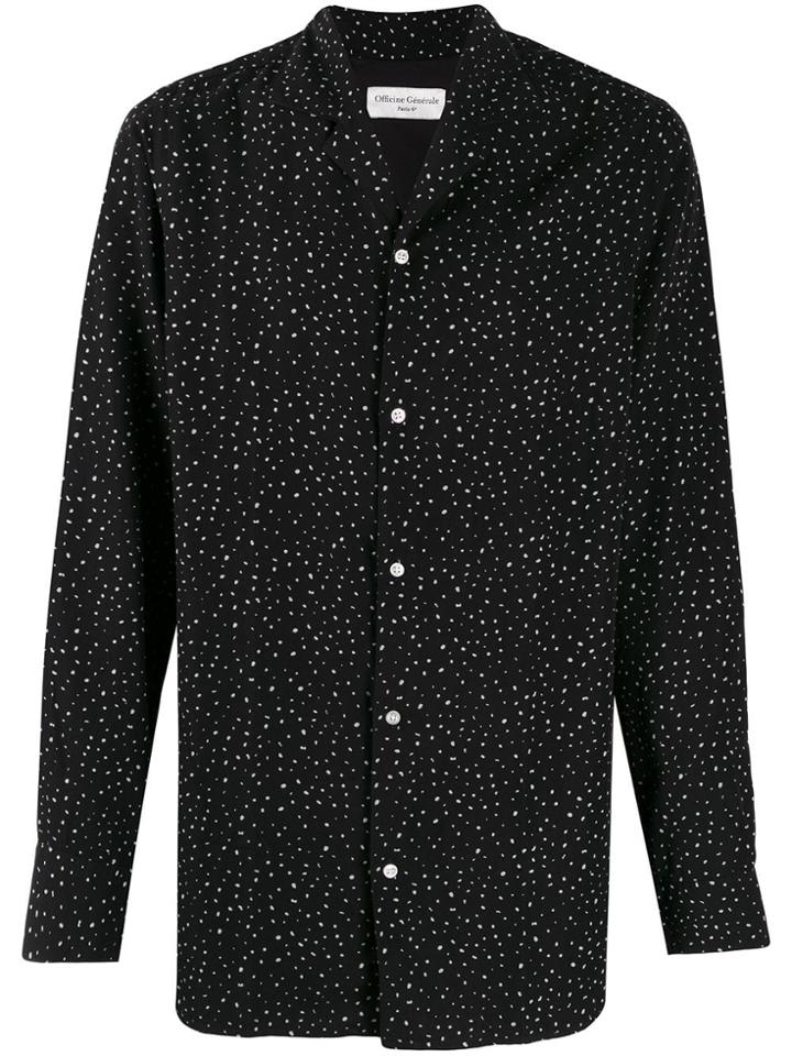 Officine Generale Printed V-neck Shirt - Black