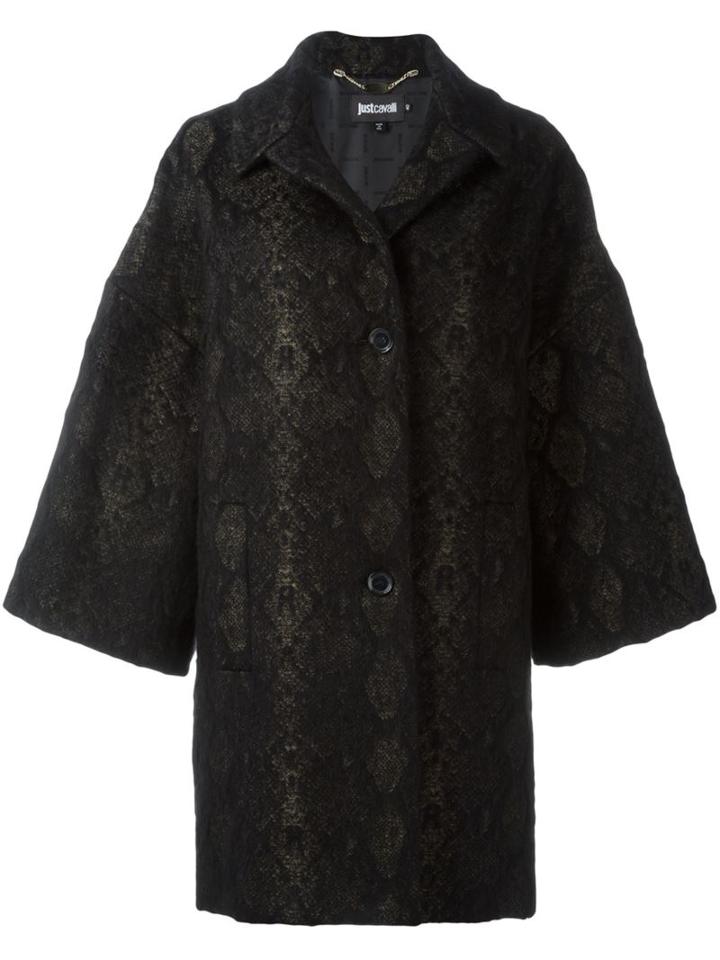 Just Cavalli Single Breasted Coat, Women's, Size: 38, Black, Acrylic/polyamide/polyester/alpaca