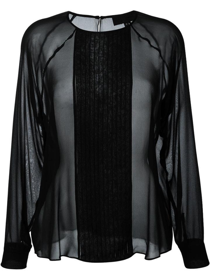 Nili Lotan Pleated Front Ruffled Blouse - Black