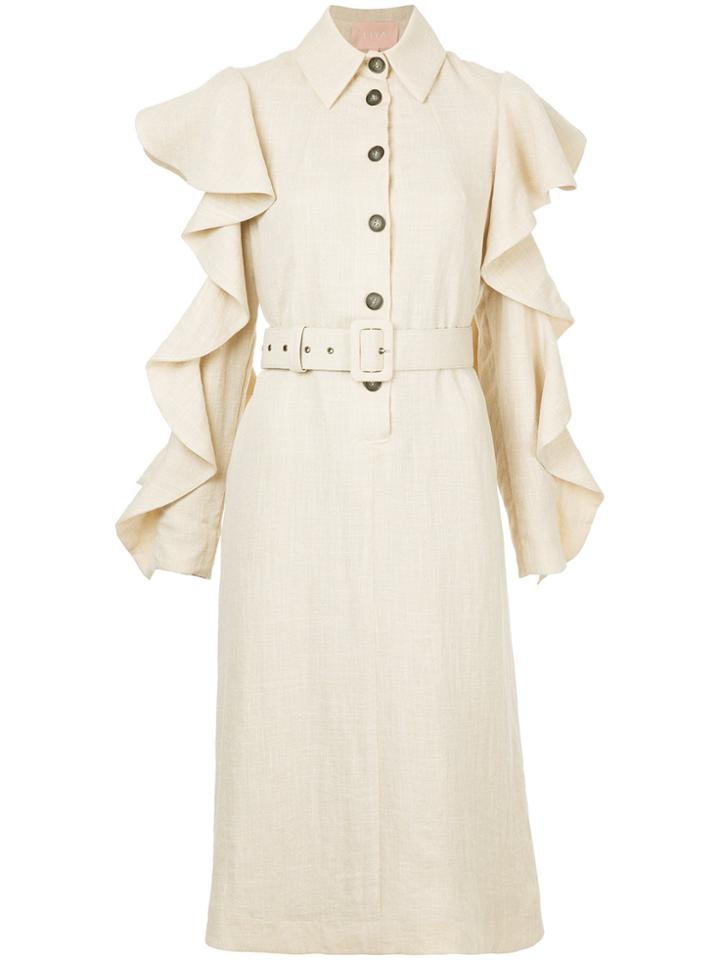 Liya Ruffled Sleeves Dress - Nude & Neutrals