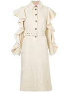 Liya Ruffled Sleeves Dress - Nude & Neutrals