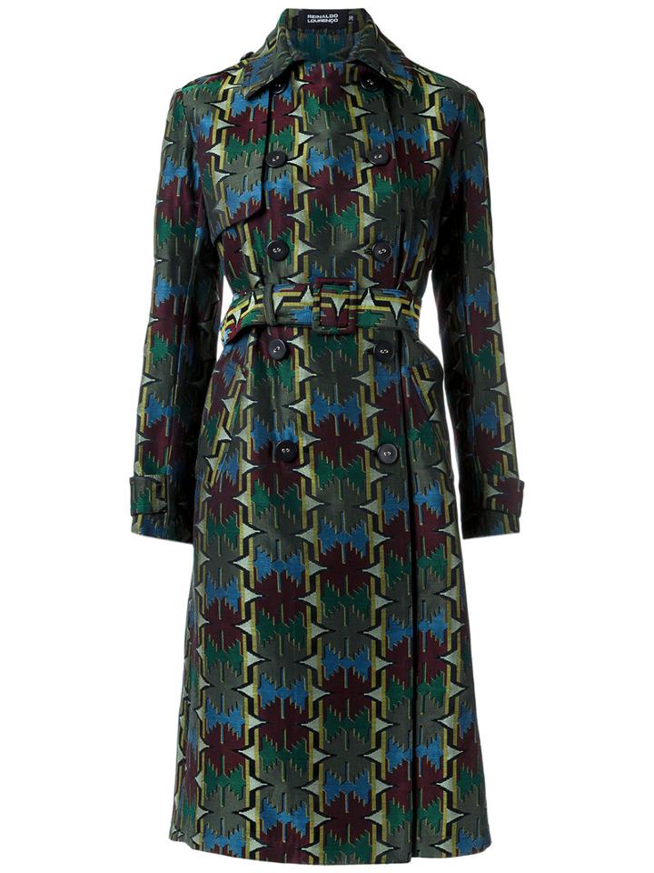 All-over Print Trench Coat - Women - Acetate - 36, Green, Acetate, Reinaldo Lourenço