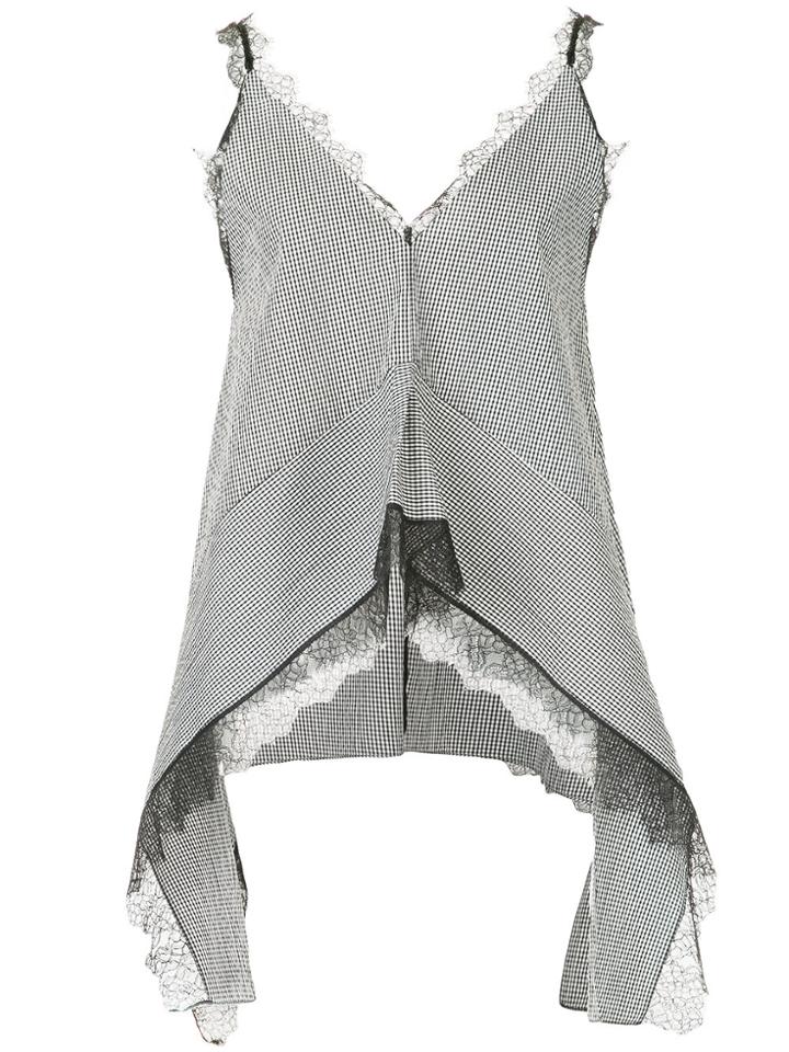 Le Ciel Bleu Lace Trim Gingham Camisole - Black