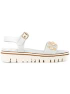 Baldinini Gold Stud Embellished Sandals - White