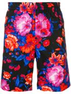 Msgm Floral Print Shorts - Purple