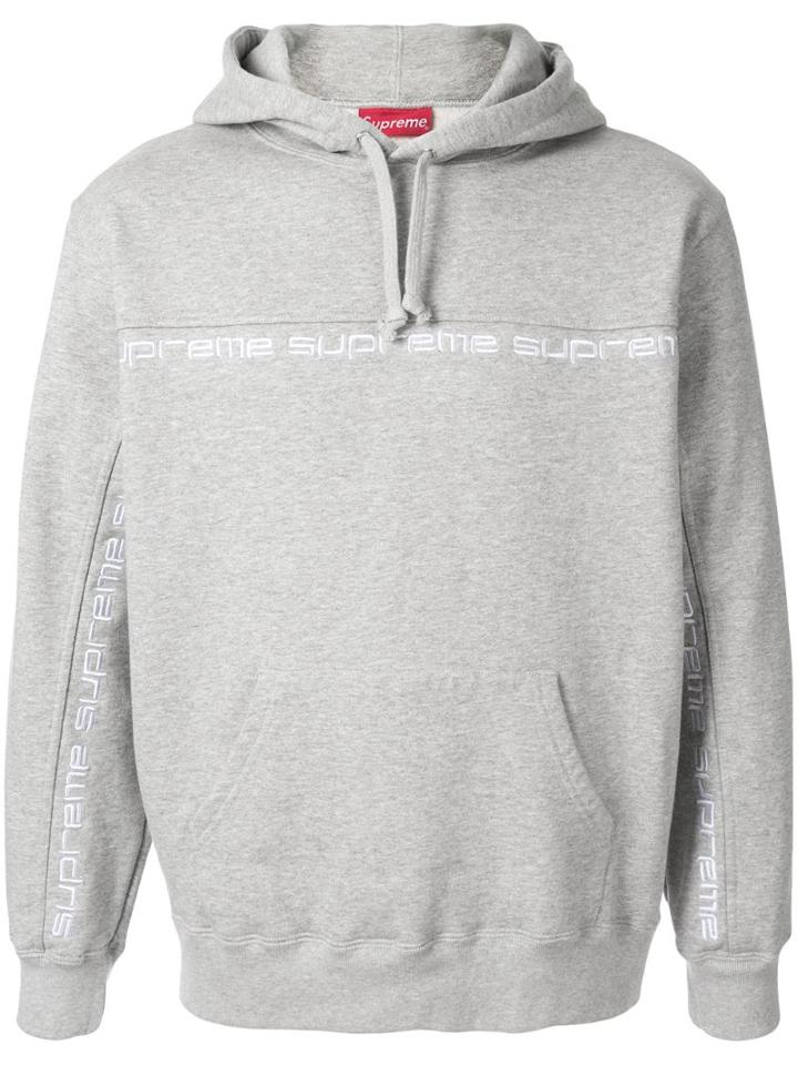 Supreme Embroidered Logo Hoodie - Grey