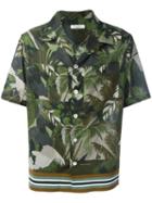 Tropical Print Shirt, Men's, Size: 39, Green, Cotton/viscose/polyester, Valentino