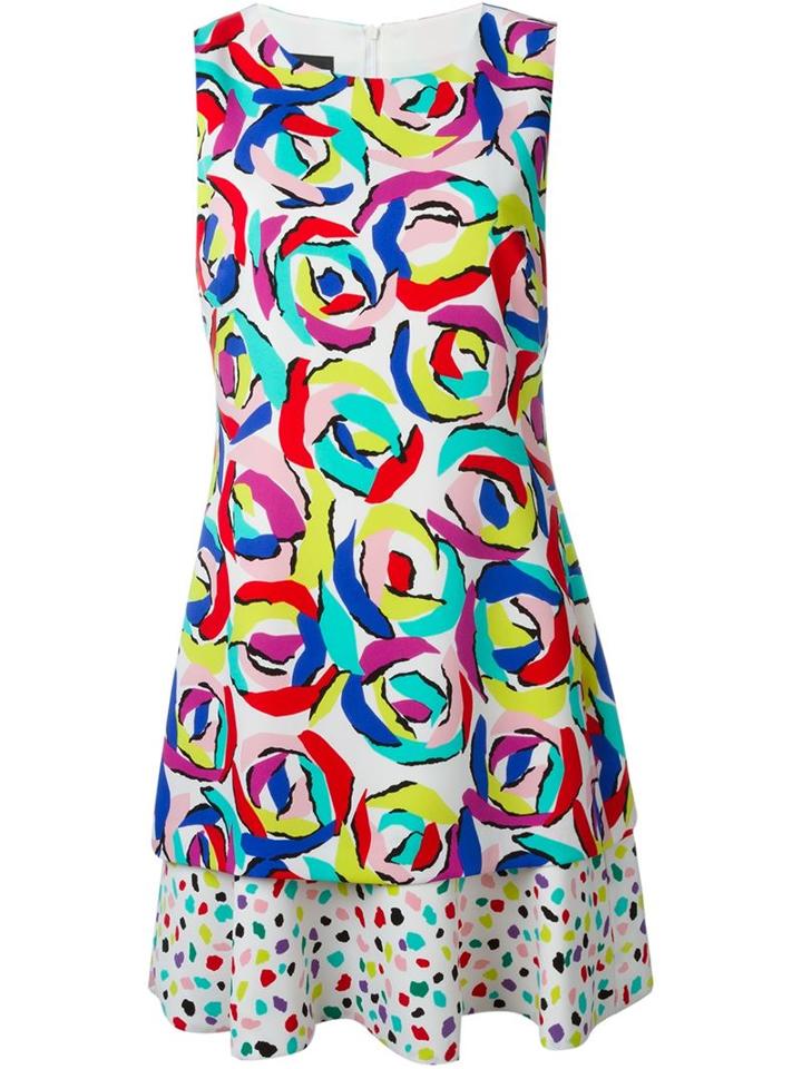 Boutique Moschino Floral Print Dotted Hem Sleeveless Dress