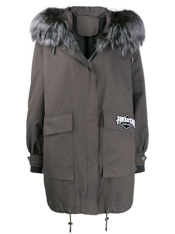 Liska Oversized Hooded Parka Coat - Grey