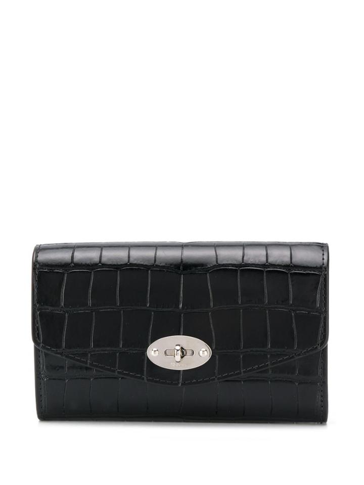 Mulberry Darley Shiny Croc-effect Wallet - Black