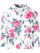 Garpart Floral Print Cropped Shirt, Women's, Size: Small, White, Cotton
