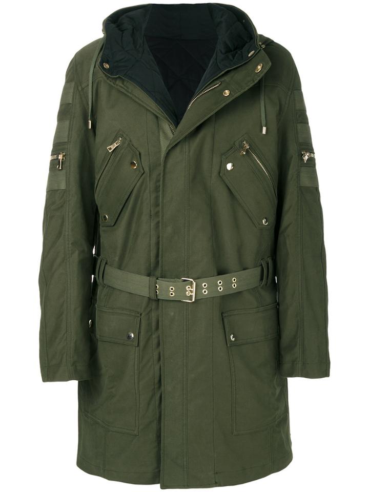 Balmain Hooded Cargo Coat - Green