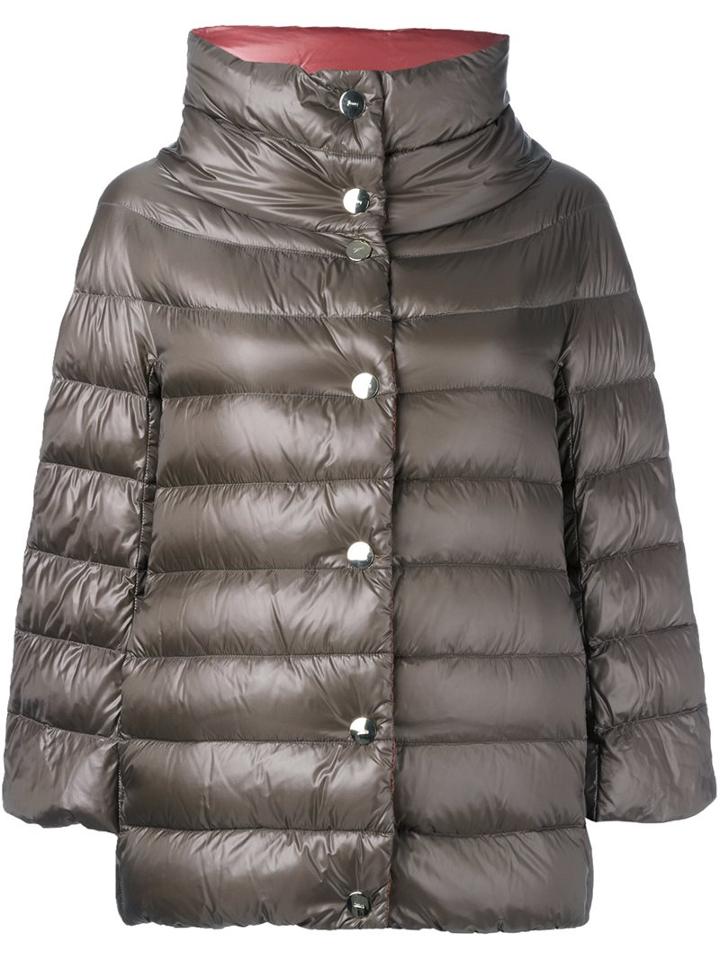 Herno Reversible Padded Jacket, Women's, Size: 46, Brown, Feather Down/polyamide