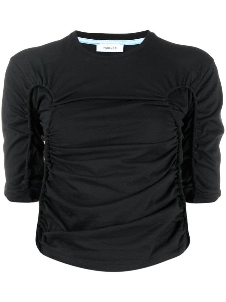 Mugler Ruched Crop Top - Black