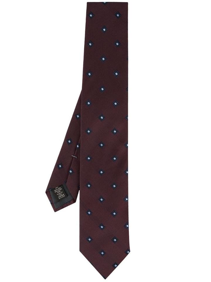 Ermenegildo Zegna Geometric Micro Pattern Tie - Red