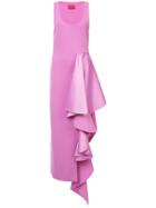 Solace London Ruffled Asymmetric Dress - Pink & Purple