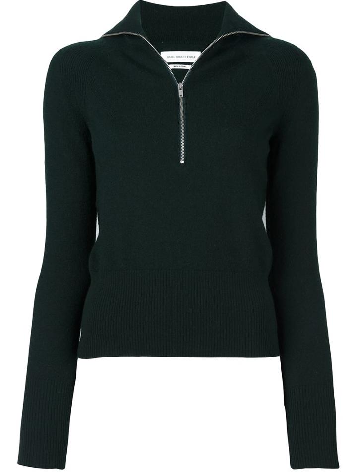 Isabel Marant Étoile - Zipped Jumper - Women - Spandex/elastane/wool - 42, Green, Spandex/elastane/wool