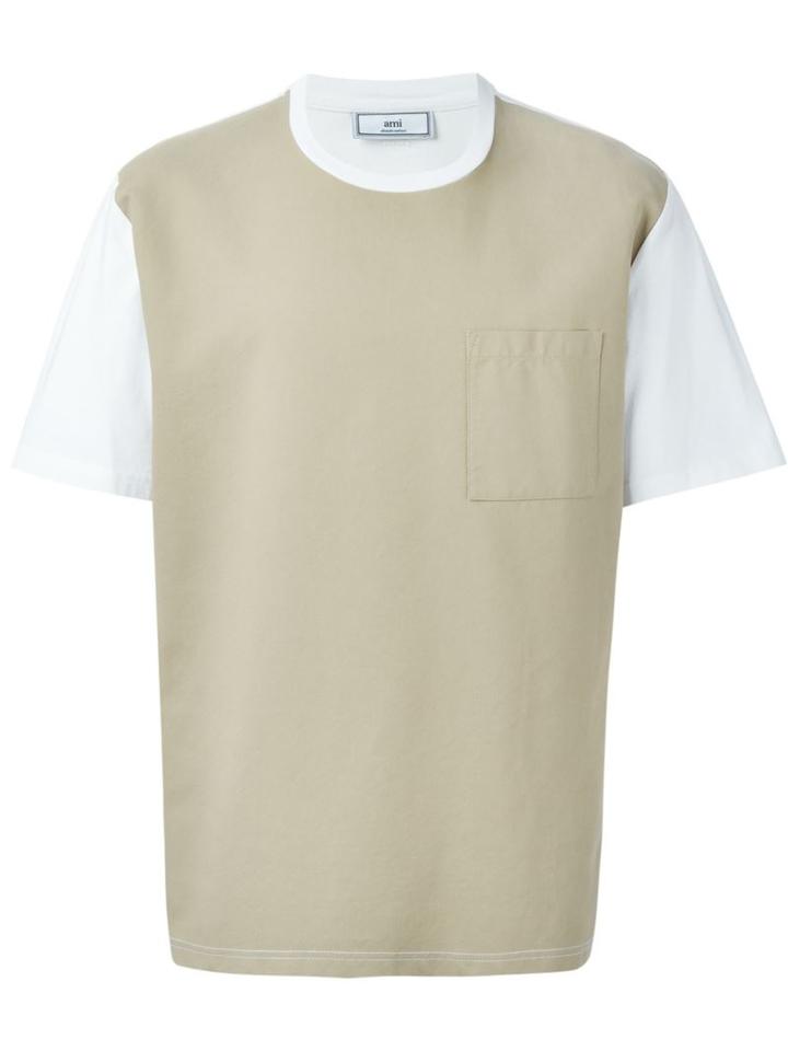 Ami Alexandre Mattiussi Colour Block T-shirt, Men's, Size: Medium, Green, Cotton