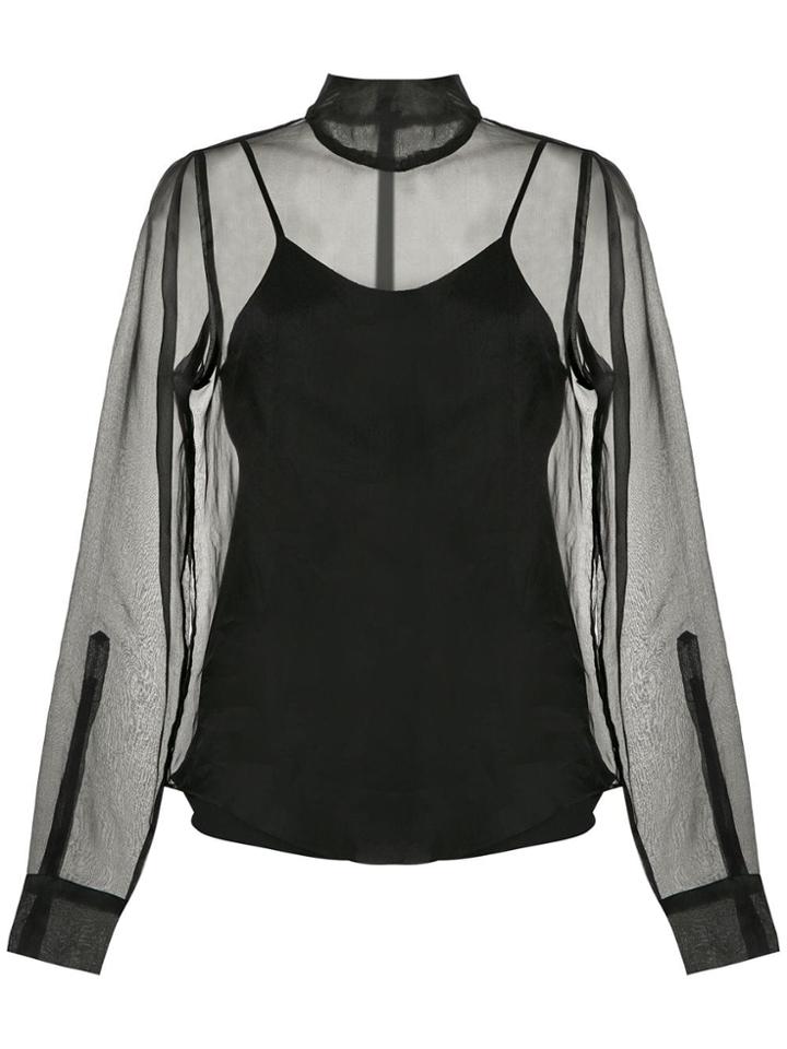 Uma Raquel Davidowicz Cina Sheer Silk Blouse - Black