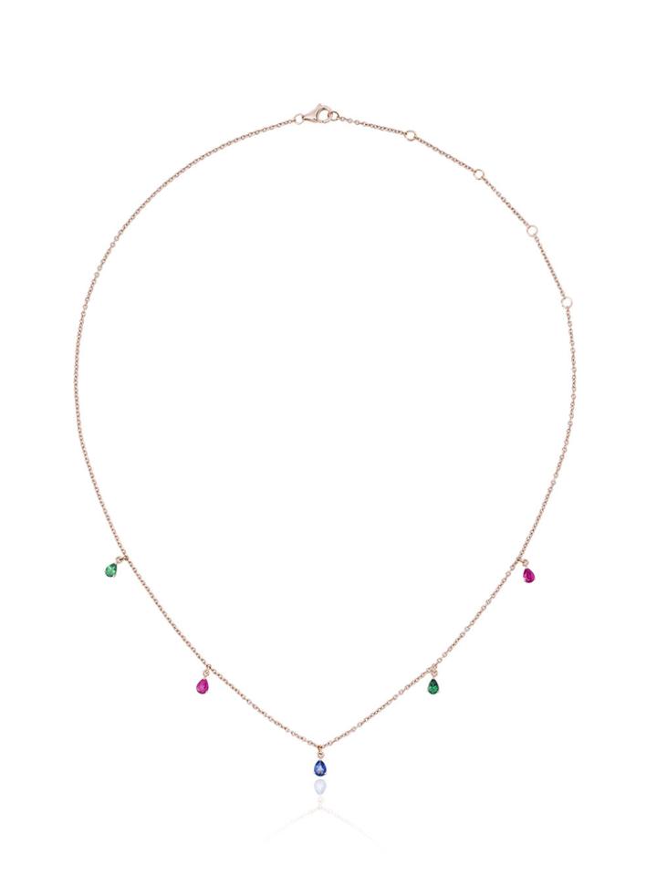 Yvonne Léon 18k Yellow Gold Ruby, Sapphire And Tsavorite Necklace -