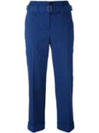 3.1 Phillip Lim Belted Cropped Trousers, Women's, Size: 6, Blue, Cotton/polyurethane