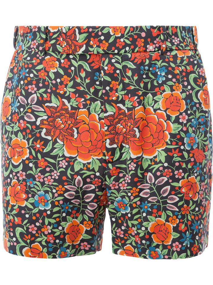 Gucci Floral Track Shorts, Men's, Size: 48, Black, Silk