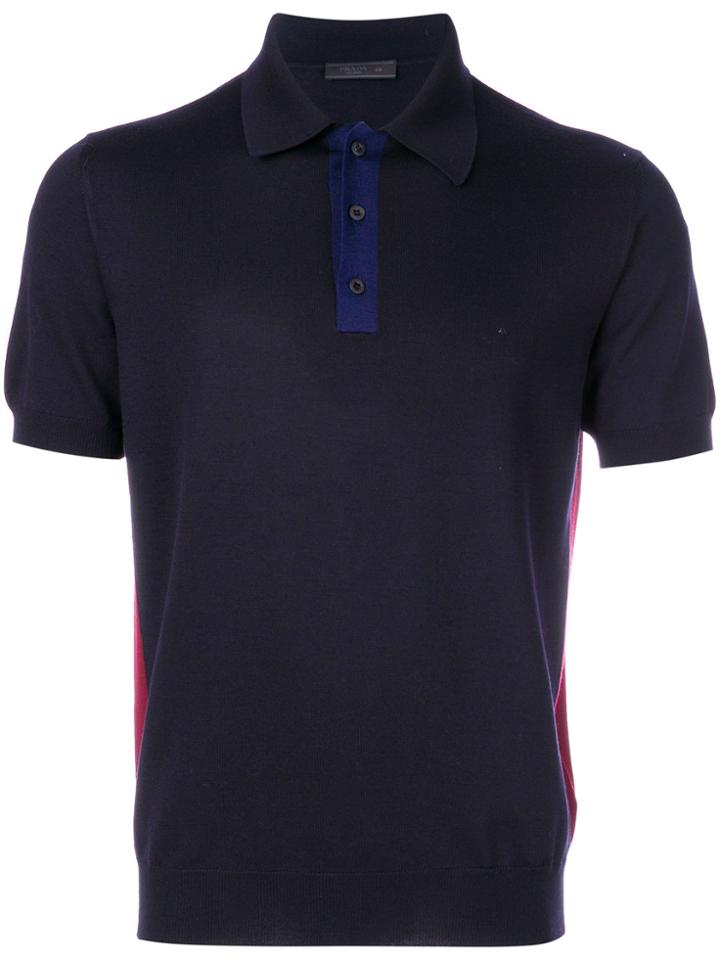 Prada Short Sleeve Polo Shirt - Blue