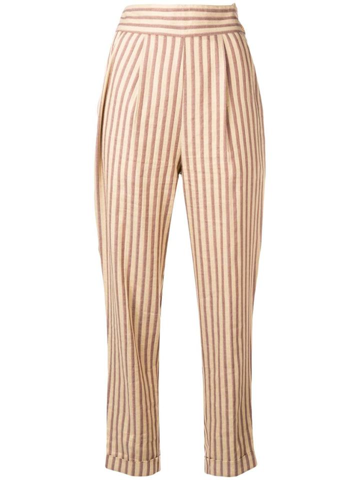 Romeo Gigli Vintage 1990's Striped Trousers - Brown