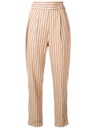 Romeo Gigli Vintage 1990's Striped Trousers - Brown