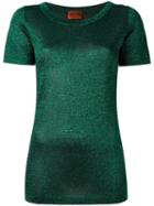 Missoni Metallic Effect Knit T-shirt, Women's, Size: 42, Green, Viscose/cupro/polyester
