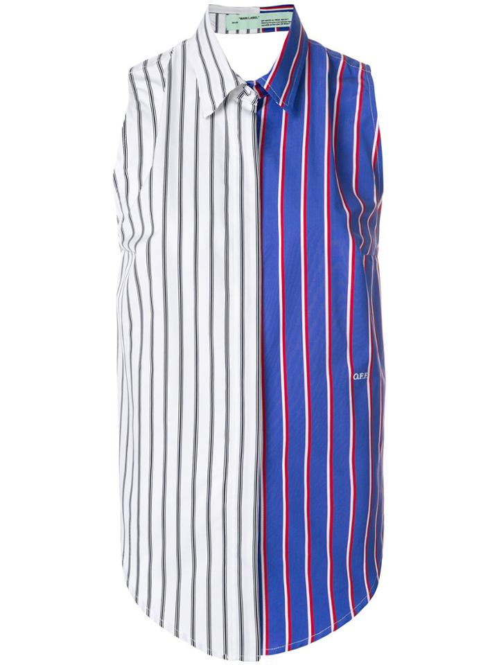 Off-white Contrast Colour Striped Blouse - Multicolour