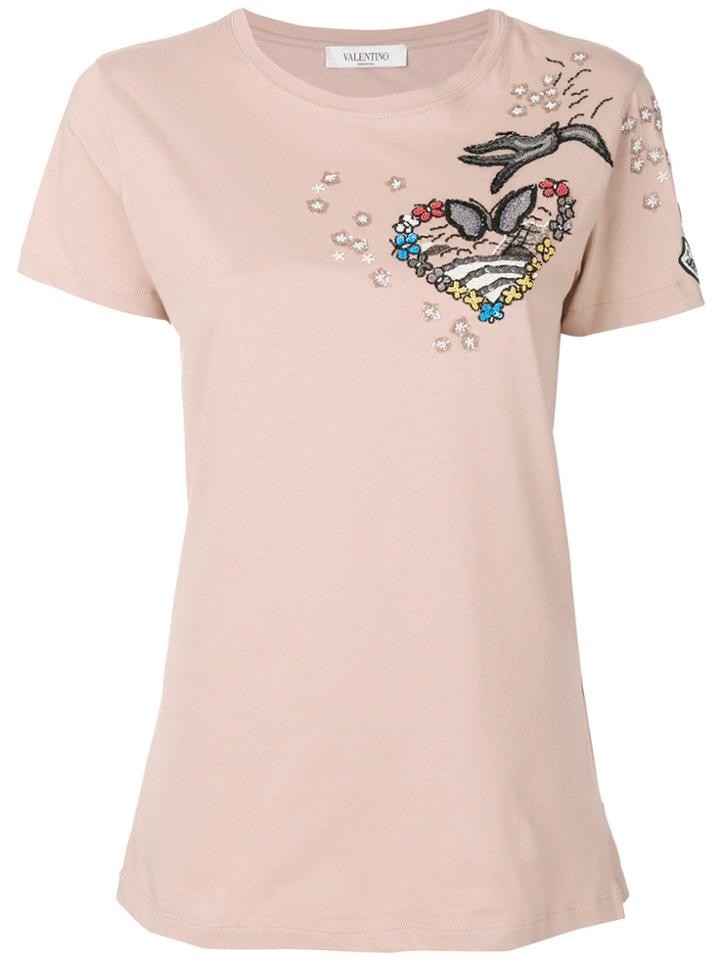 Valentino Embroidered T-shirt - Nude & Neutrals