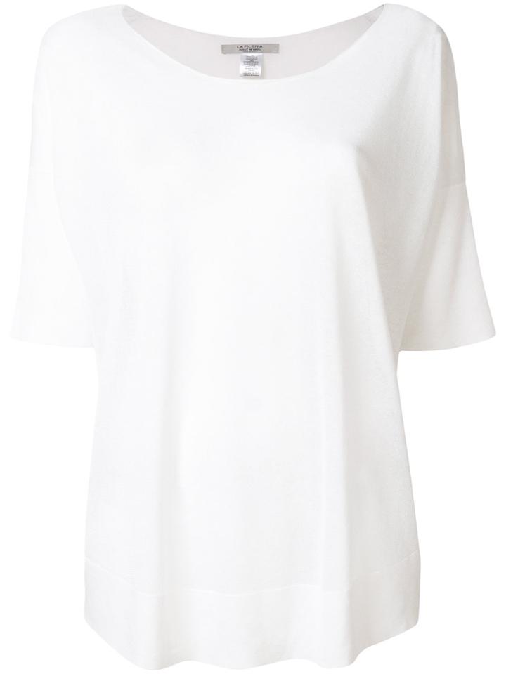 La Fileria For D'aniello Sheer Half Sleeve Blouse - White