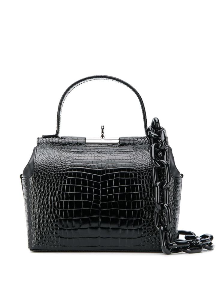 Gu De Croc Embossed Tote Bag - Black