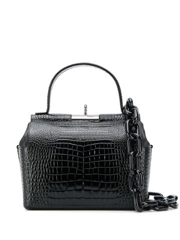 Gu De Croc Embossed Tote Bag - Black