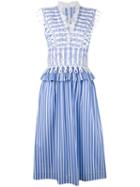 Ermanno Scervino - Waist Detail Striped Dress - Women - Cotton - 42, Women's, Blue, Cotton