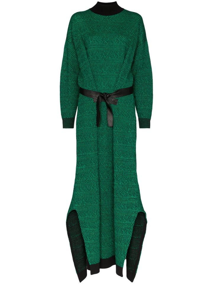 Stella Mccartney Belted Knit Wool Dress - Green