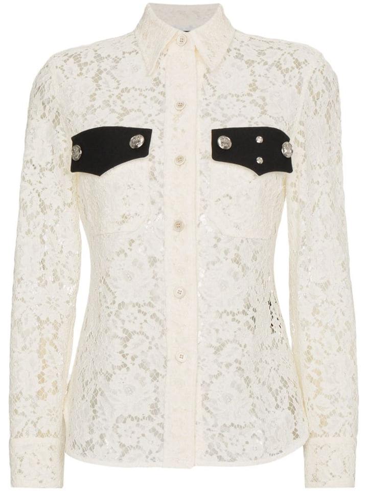 Calvin Klein 205w39nyc Lace Long Sleeve Shirt - Neutrals